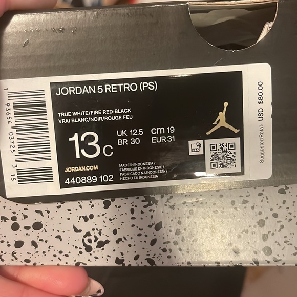 Air Jordan 5 Retro “ Fire Red” PS size 13c - Picture 2 of 2